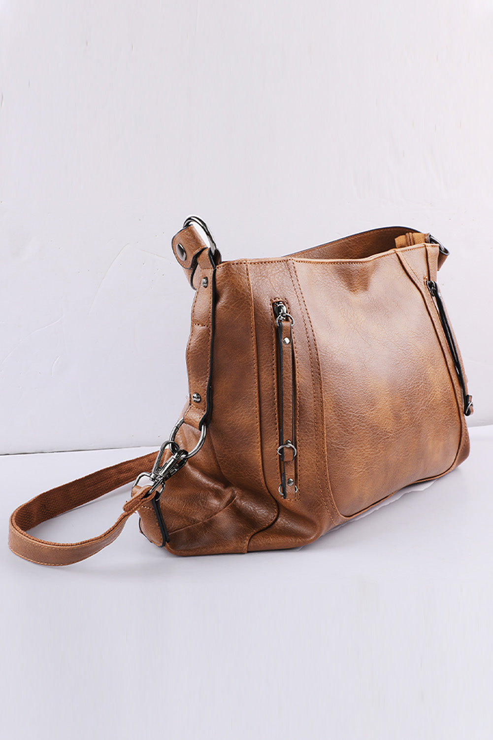 Brown Faux Leather Handbag