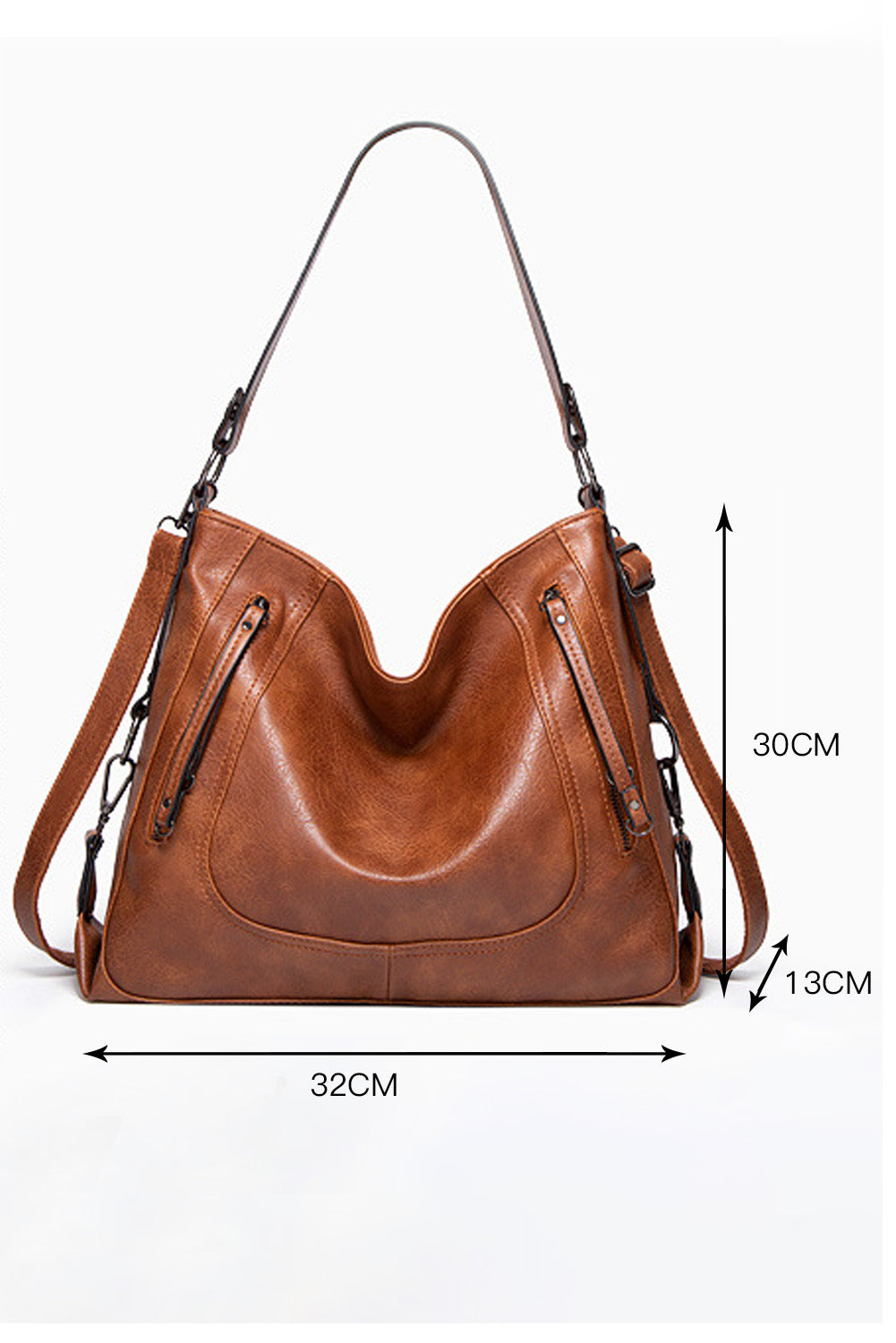 Brown Faux Leather Handbag