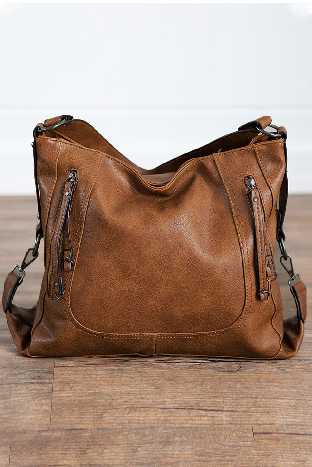 Brown Faux Leather Handbag